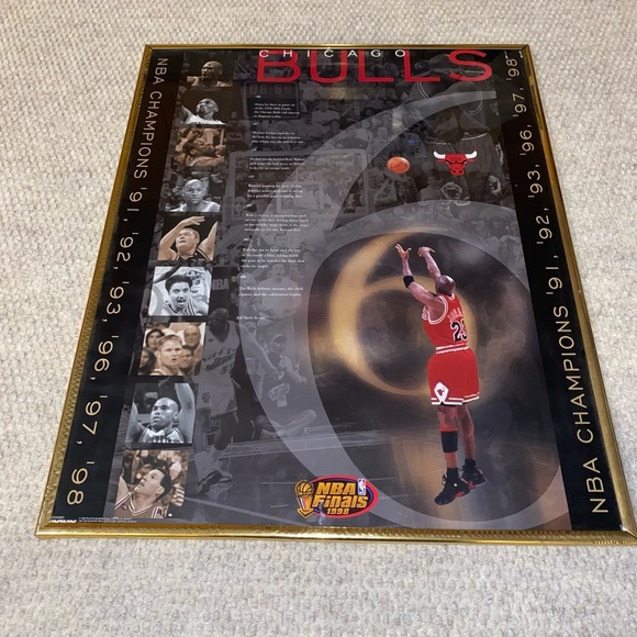 Chicago Bulls Michael Jordan 1998 NBA Finals Last Shot Framed Poster  20” X 16” - Picture 2 of 7